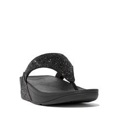 FitFlop X03339-045 LULU Glitter Toe-Thongs Black Glitter