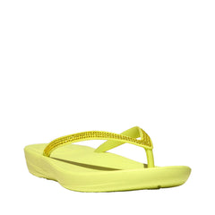 FitFlop Women's Iqushion Sparkle Wedge Sandal, Sunny Lime