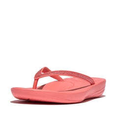 FitFlop Women's Iqushion Sparkle Wedge Sandal, Rosy Coral