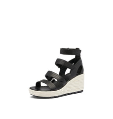 Women's Shoes Sorel CAMERON Multi-Strap Wedge Sandals 1999191010 BLACK / CHALK