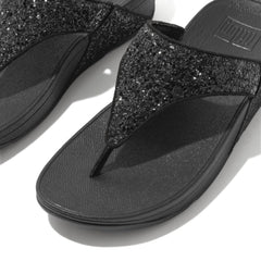 FitFlop X03339-045 LULU Glitter Toe-Thongs Black Glitter