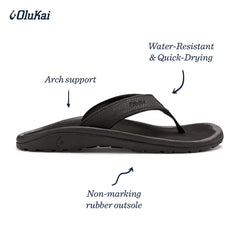 Men's Shoes OluKai OHANA Water Resistant Sandals 10110A-4040 BLACK / BLACK