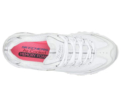 Skechers womens D'lites Fresh Start Memory Foam Lace-up Fashion Sneaker, White