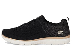 Skechers Sport Women's Virtue-Lucent Sneaker, Black/Rose Gold