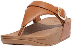 FitFlop Women's Lulu Adjustable Leather Toe-Post Sandal, Light Tan