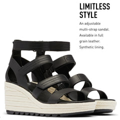 Women's Shoes Sorel CAMERON Multi-Strap Wedge Sandals 1999191010 BLACK / CHALK