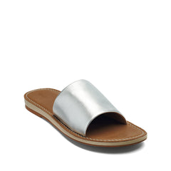 Women's Shoes OluKai NOHIE OLU Leather Slide Sandals 20396-2K34 SILVER / TAN