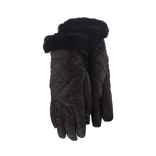UGG Leather Quilted Logo Gloves with Conductive Tech Palm