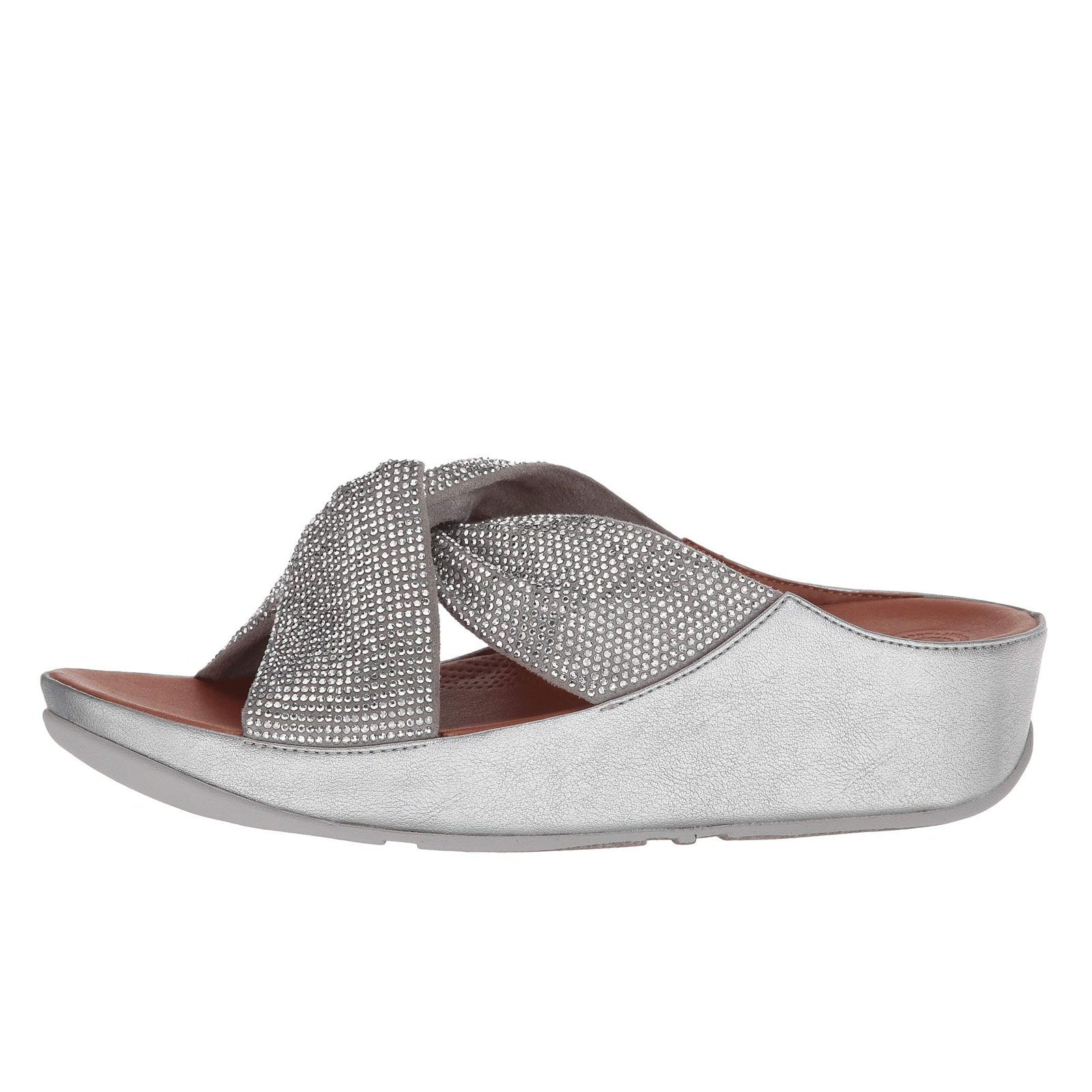 Fitflop Twiss Crystal Silver Toe Post Sandals in Metallic